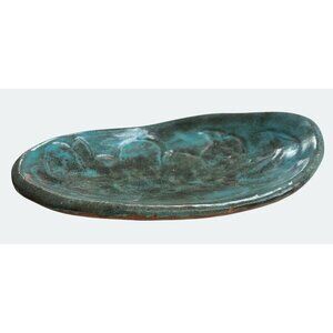 Handcrafted Clay Decorative Plate Soap Dish Aqua Glaze Finish